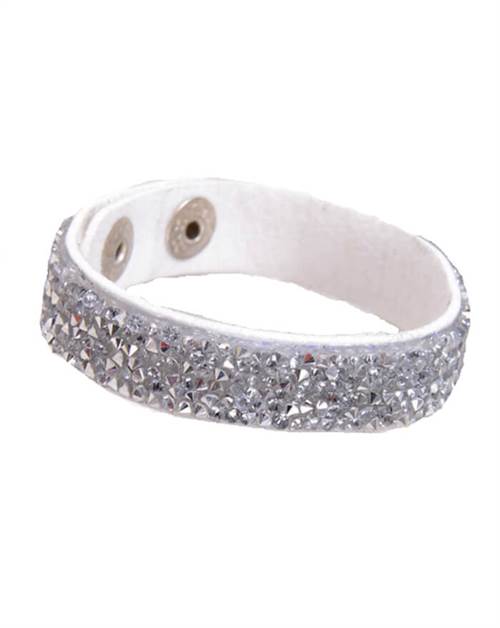 Bestil hvide armbånd med skinnende sølv sten